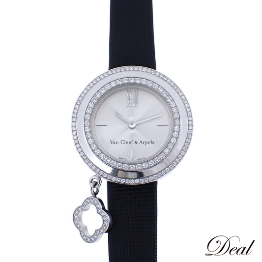 K18WG ベゼルダイヤ Van Cleef & Arpels ヴァンクリーフ＆アーペル チャーム ミニウォッチ VCAR029A00/HH49826 レディース 腕時計