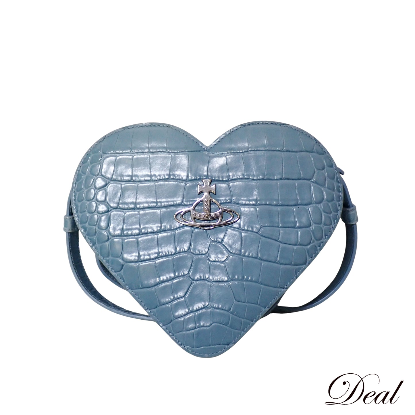 Vivienne Westwood ヴィヴィアンウエストウッド ハート LOUISE HEART CROSSBODY 型押し ブルー レディース ショルダーバッグ