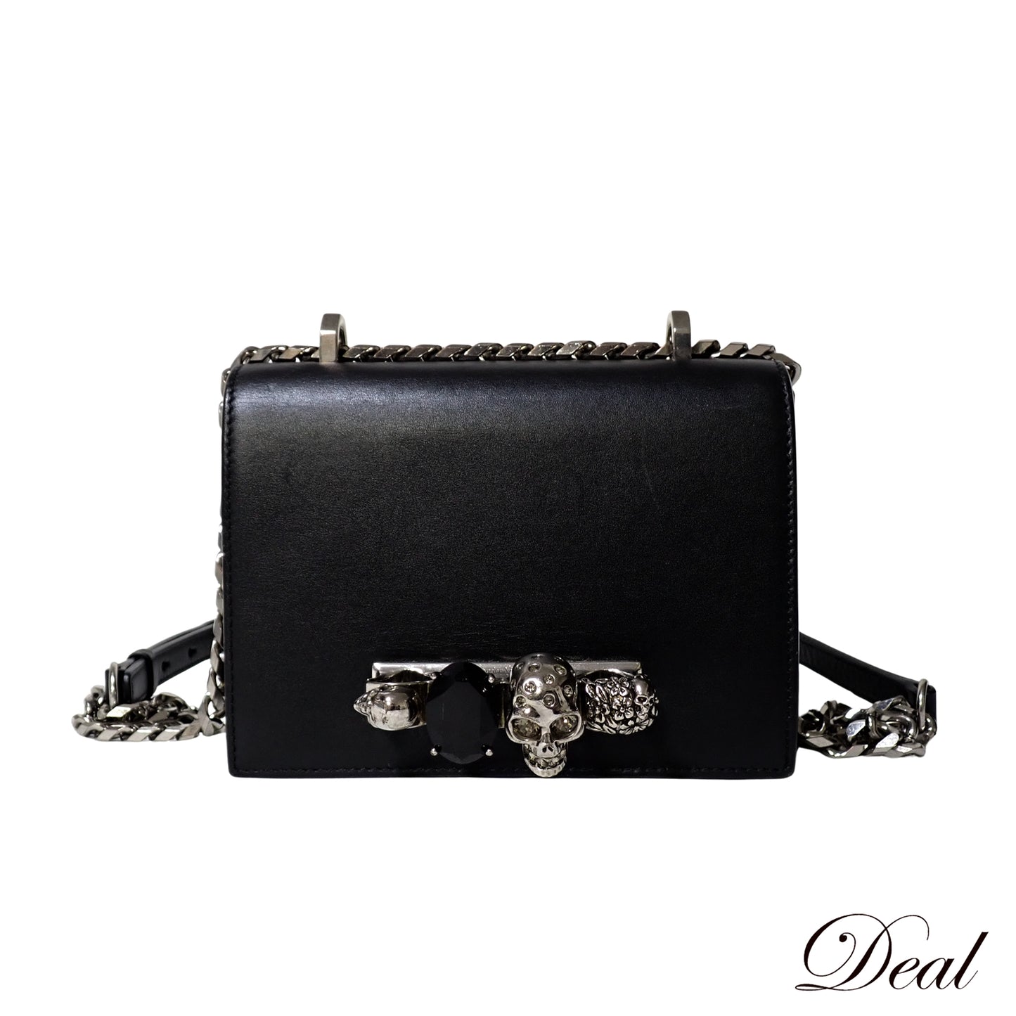 Alexander McQueen アレキサンダーマックイーン ジュエルド サッチェル スカル メリケンサック ブラック レディース ショルダーバッグ