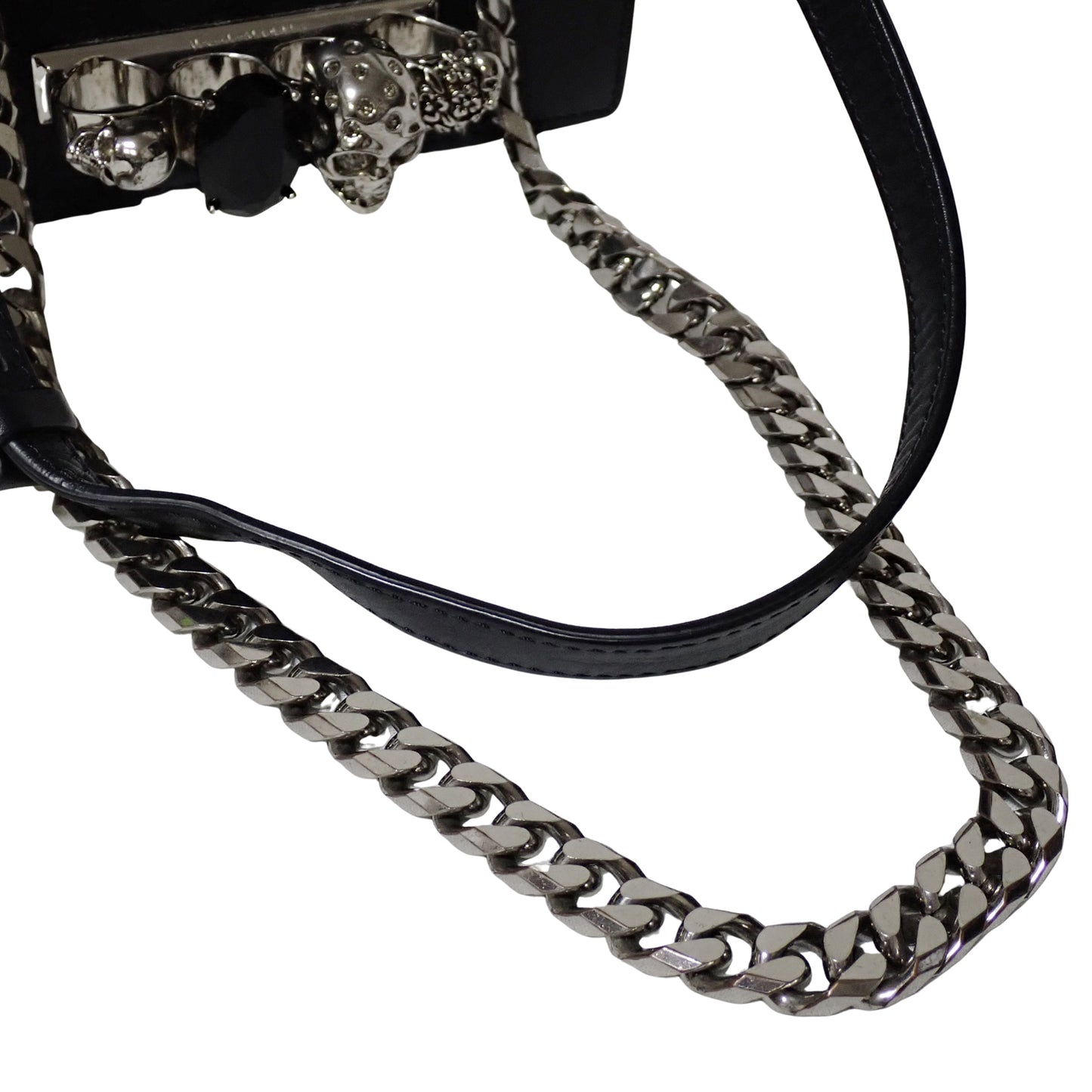 Alexander McQueen アレキサンダーマックイーン ジュエルド サッチェル スカル メリケンサック ブラック レディース ショルダーバッグ