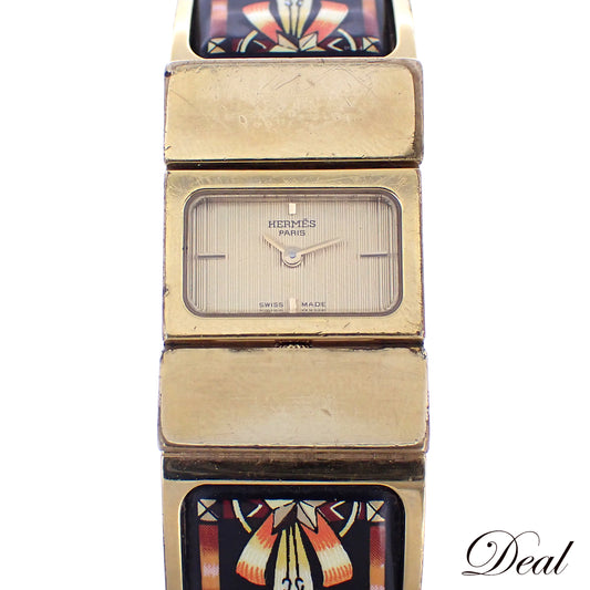 HERMES エルメス ロケ バングル ウォッチ LO1.201 七宝焼き レディース 腕時計