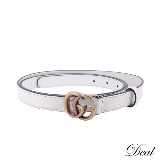 美品 GUCCI グッチ ダブルG スリムベルト GGマーモント 409417 110/44 ホワイト メンズ ベルト