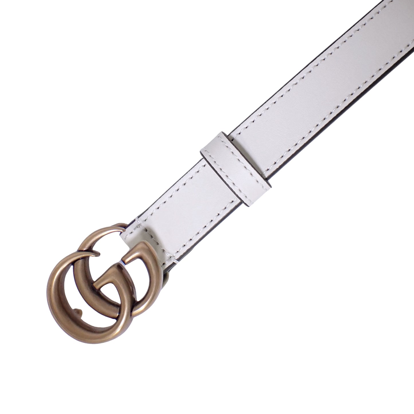 美品 GUCCI グッチ ダブルG スリムベルト GGマーモント 409417 110/44 ホワイト メンズ ベルト