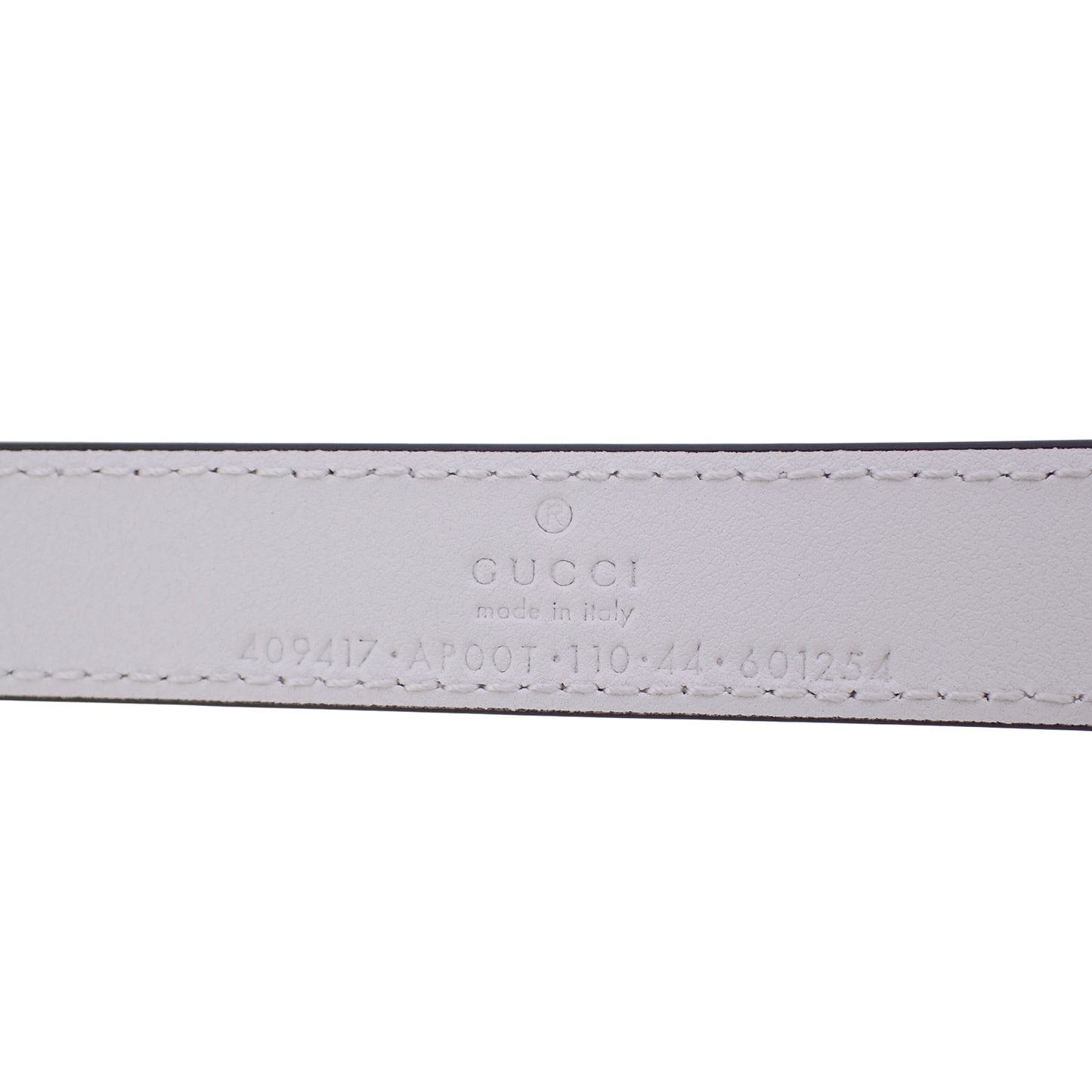 美品 GUCCI グッチ ダブルG スリムベルト GGマーモント 409417 110/44 ホワイト メンズ ベルト
