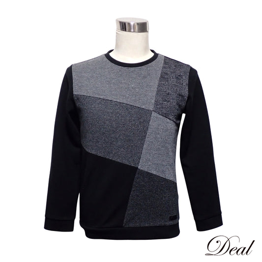 BLACK LABEL ブラックレーベル クレストブリッジ パッチワーク トレーナー ブラック スウェット
