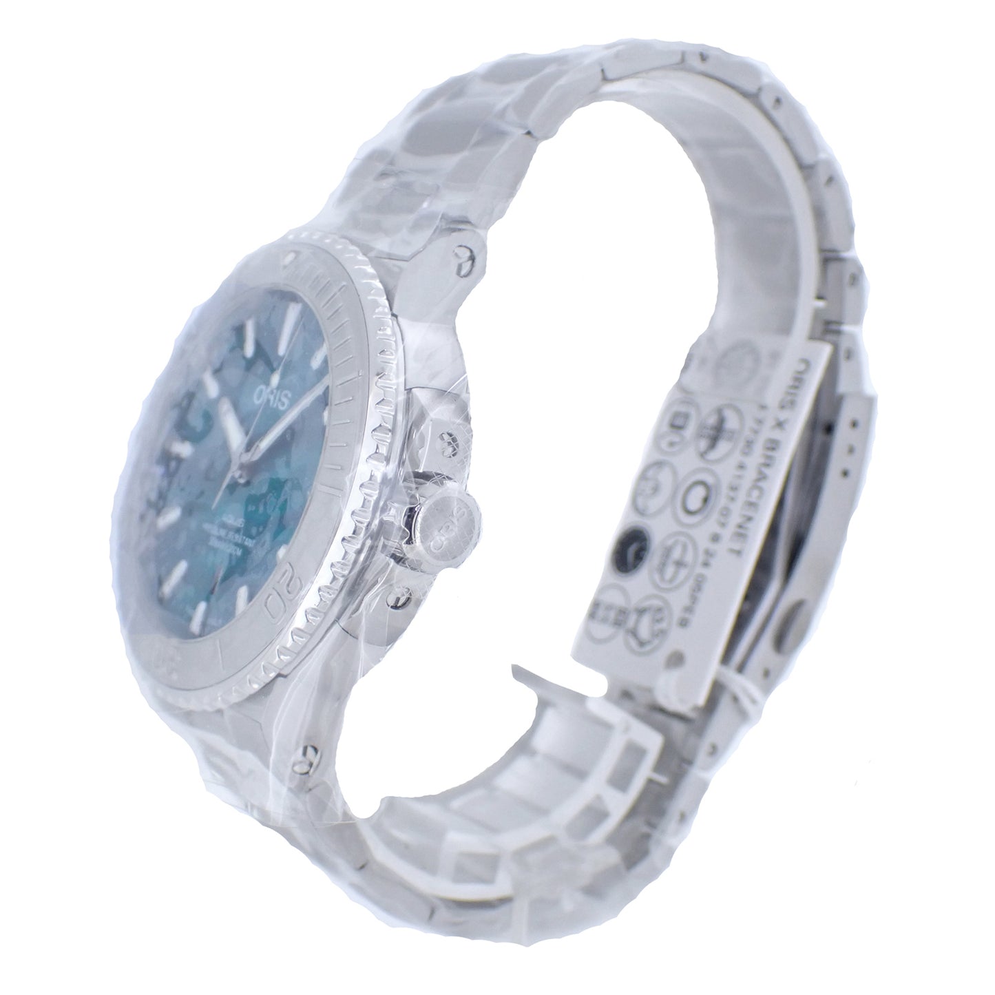 未使用 保管品 ORIS オリス アクイス デイト × ブレスネット 01 733 7730 4137 マーブルグリーン メンズ 腕時計