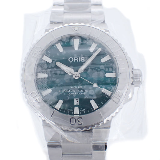 未使用 保管品 ORIS オリス アクイス デイト × ブレスネット 01 733 7730 4137 マーブルグリーン メンズ 腕時計