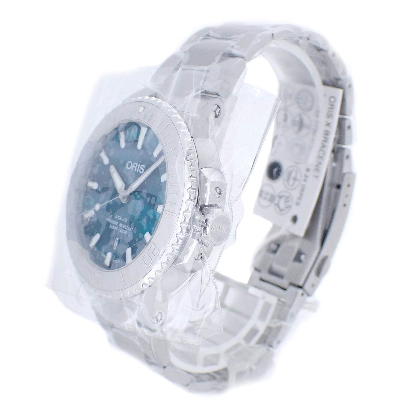 未使用 保管品 ORIS オリス アクイス デイト × ブレスネット 01 733 7730 4137 マーブルグリーン メンズ 腕時計