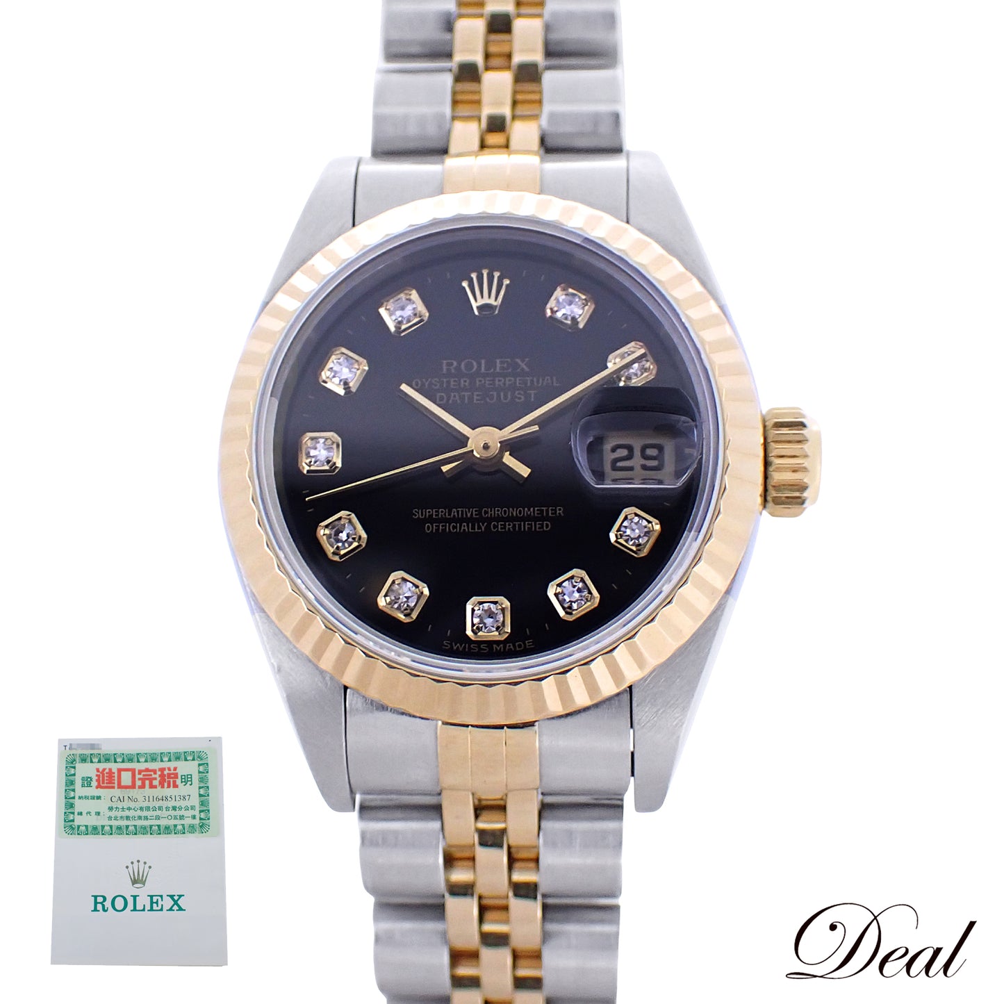 ROLEX ロレックス デイトジャスト 10PD ブラック T 69173G SS/YG レディース 腕時計