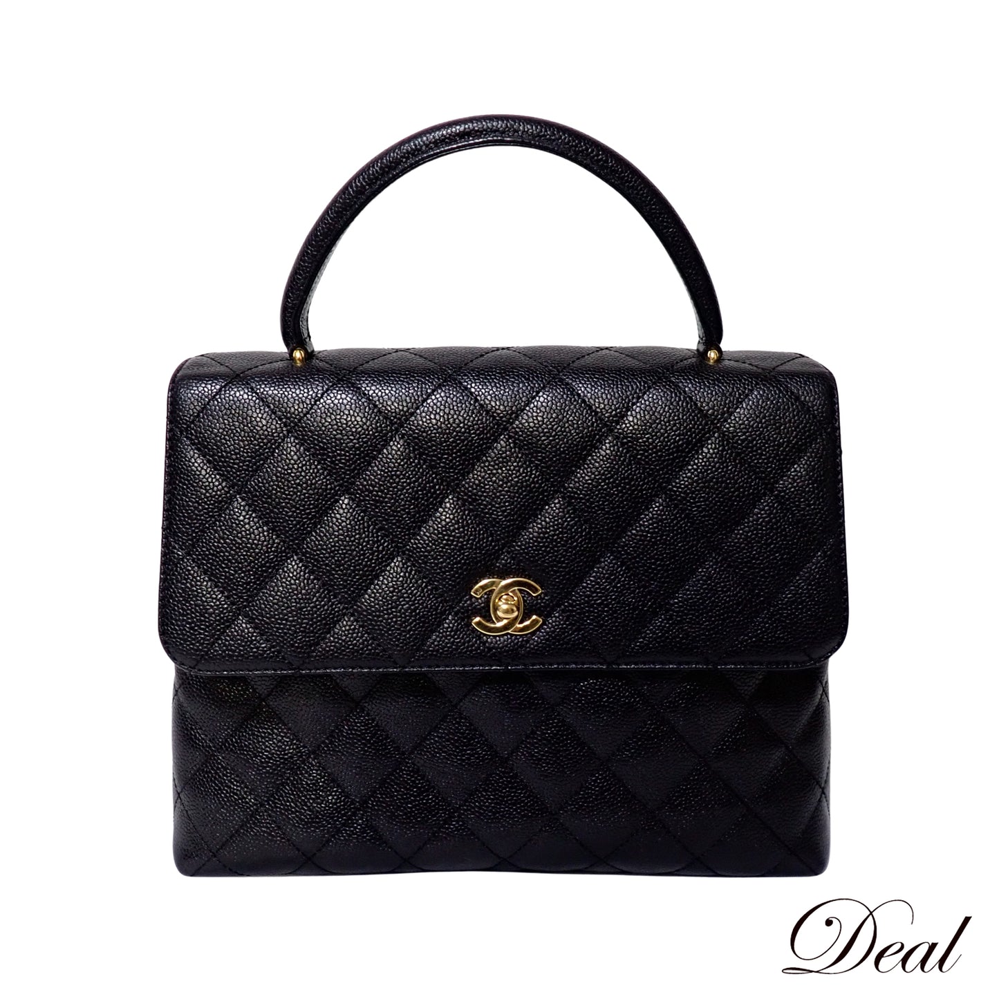 CHANEL シャネル マトラッセ トップハンドル キャビアスキン A12397 ブラック レディース ハンドバッグ