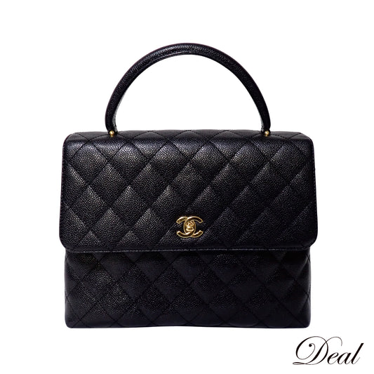 CHANEL シャネル マトラッセ トップハンドル キャビアスキン A12397 ブラック レディース ハンドバッグ