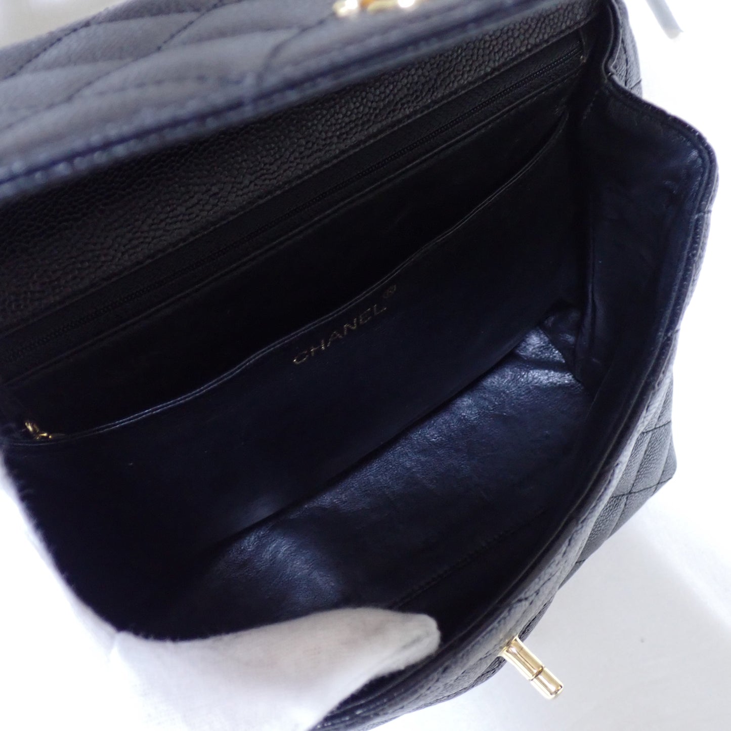 CHANEL シャネル マトラッセ トップハンドル キャビアスキン A12397 ブラック レディース ハンドバッグ