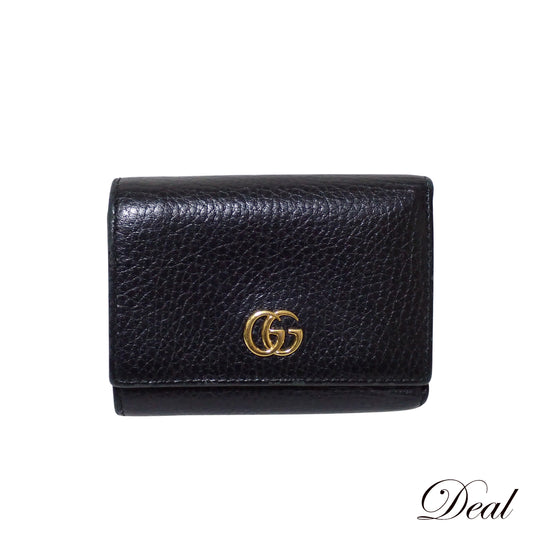 GUCCI グッチ GGマーモント コンパクトウォレット 474746 CAO0G 1000 ブラック レディース 三つ折り財布