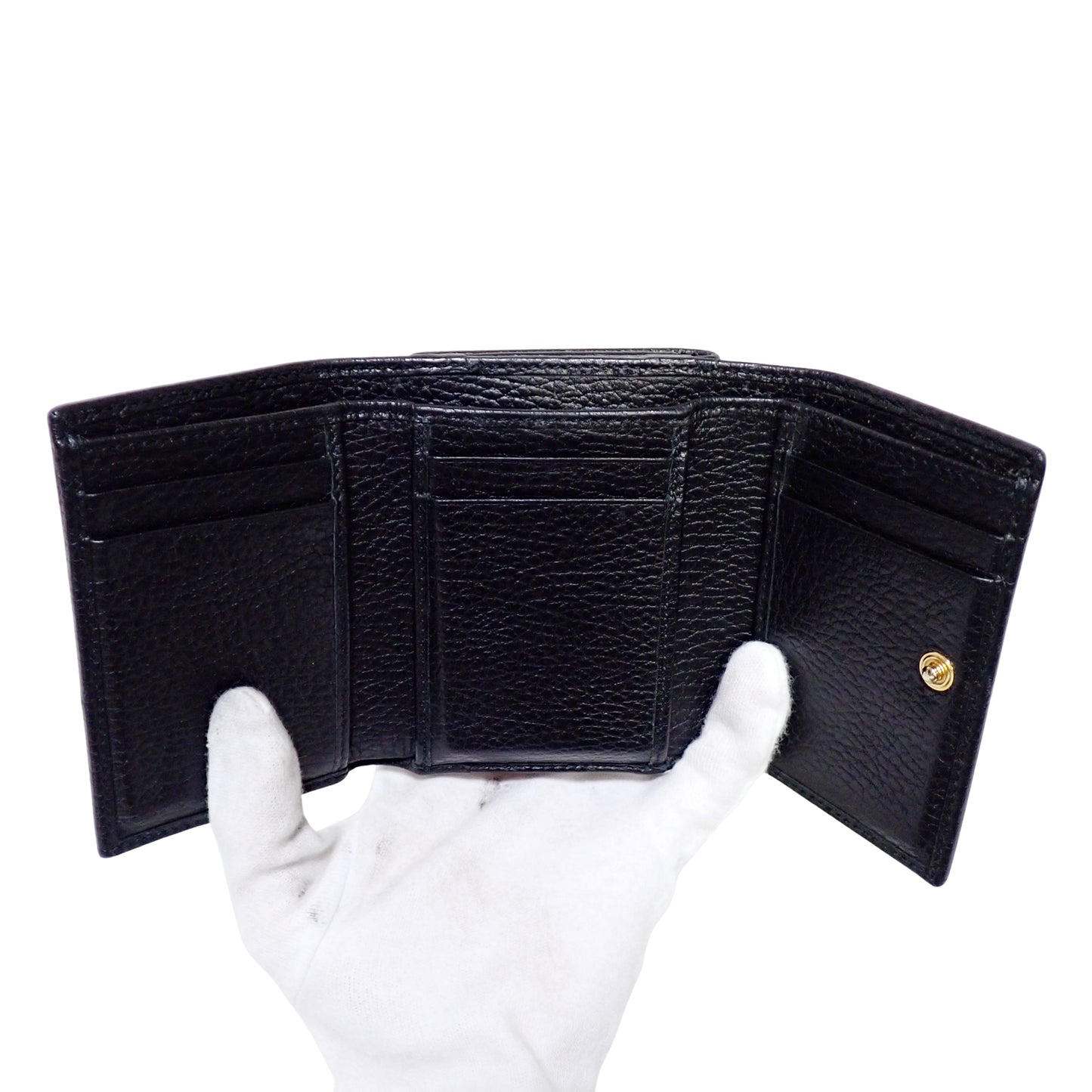 GUCCI グッチ GGマーモント コンパクトウォレット 474746 CAO0G 1000 ブラック レディース 三つ折り財布