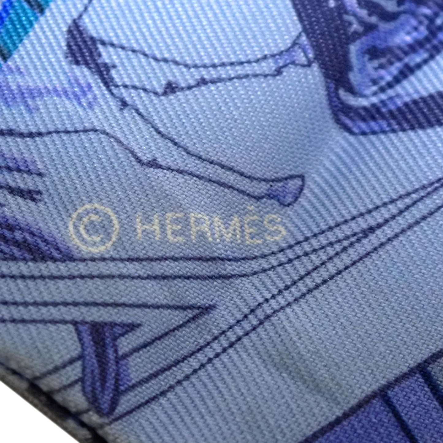 HERMES エルメス ツイリー Cheval Phoenix 馬と不死鳥 ブルー レディース スカーフ