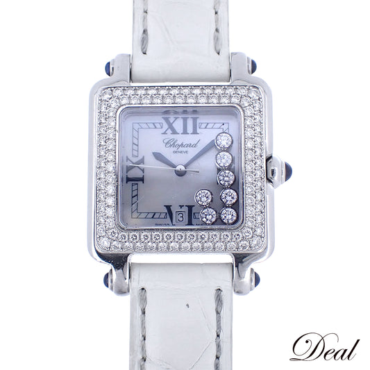 ベゼルダイヤ Chopard ショパール ハッピースポーツ 27/8361-23 ホワイトシェル 7Pムービングダイヤ レディース 腕時計