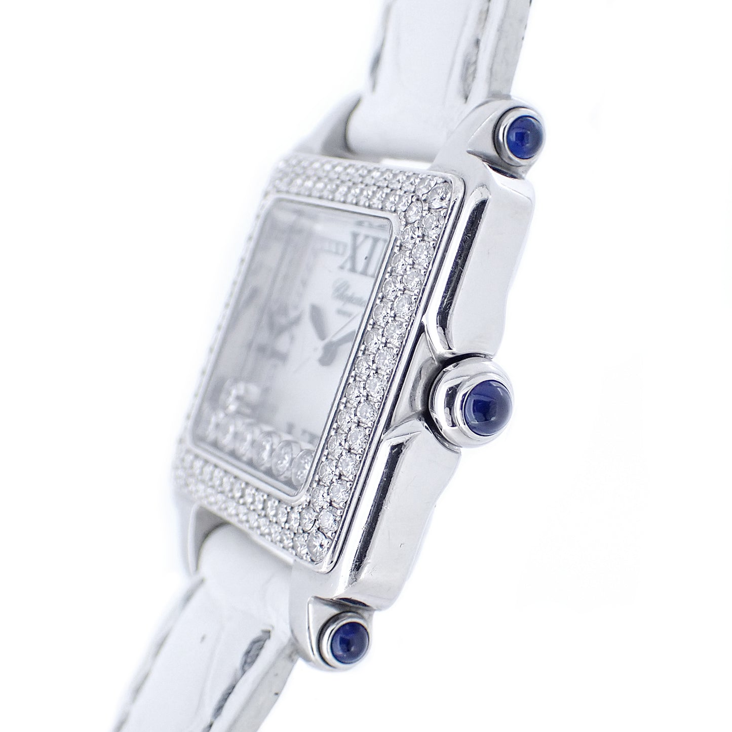 ベゼルダイヤ Chopard ショパール ハッピースポーツ 27/8361-23 ホワイトシェル 7Pムービングダイヤ レディース 腕時計