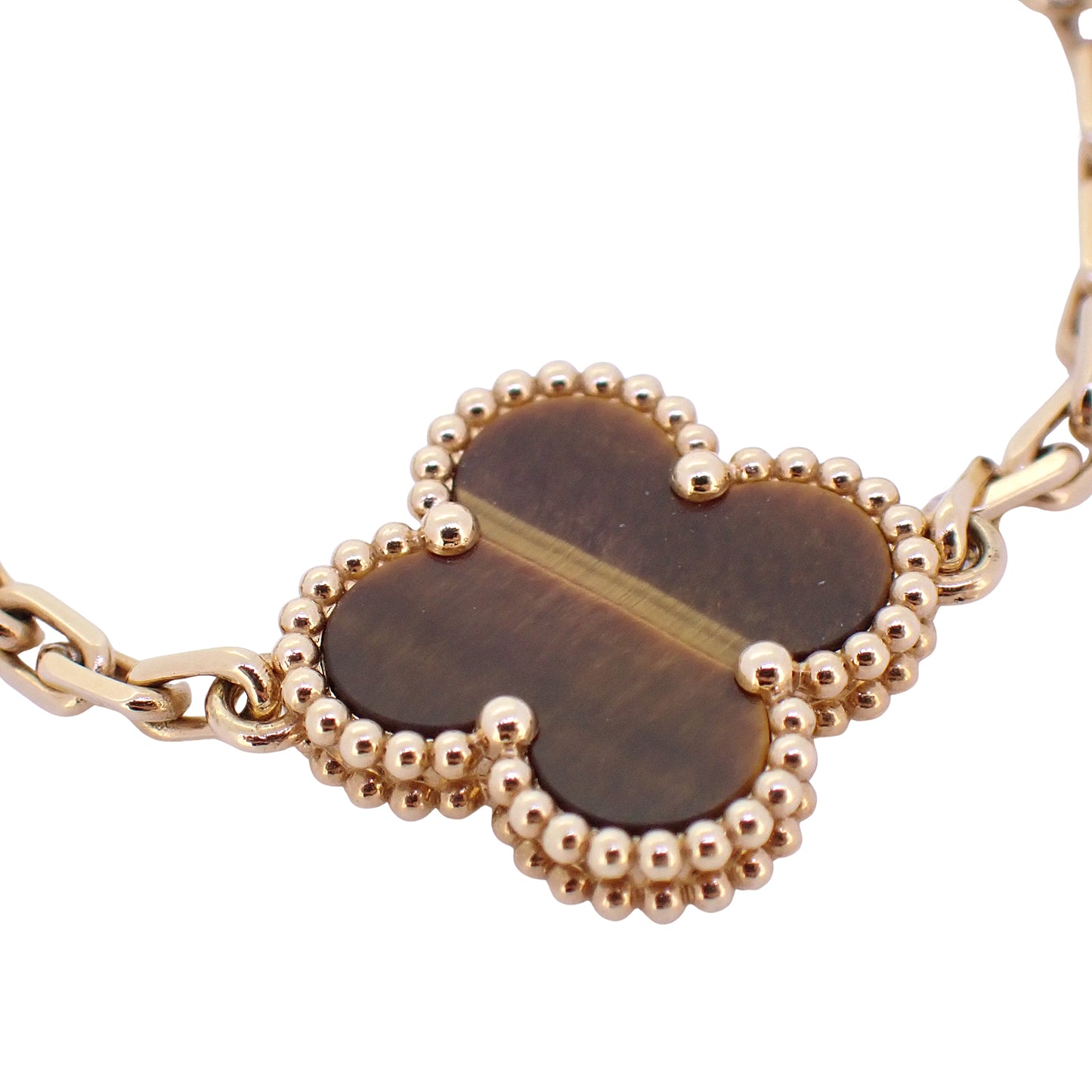 Van Cleef & Arpels ヴァンクリーフ＆アーペル ヴィンテージ アルハンブラ 5モチーフ K18YG タイガーズアイ VCARD35600 ゴールド レディース ブレスレット