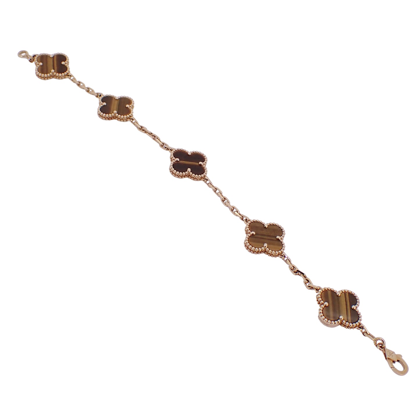 Van Cleef & Arpels ヴァンクリーフ＆アーペル ヴィンテージ アルハンブラ 5モチーフ K18YG タイガーズアイ VCARD35600 ゴールド レディース ブレスレット