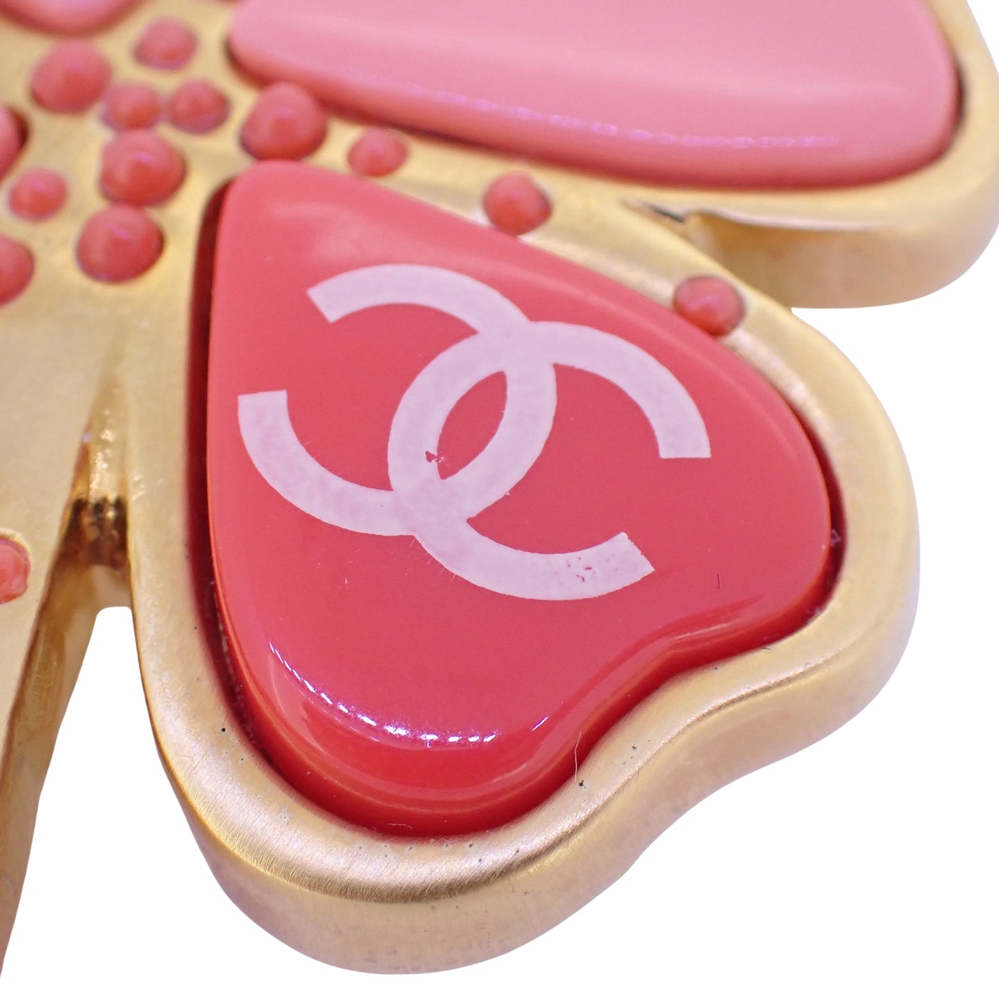 CHANEL シャネル クローバー ココ サーモンピンク ピンク レディース ブローチ