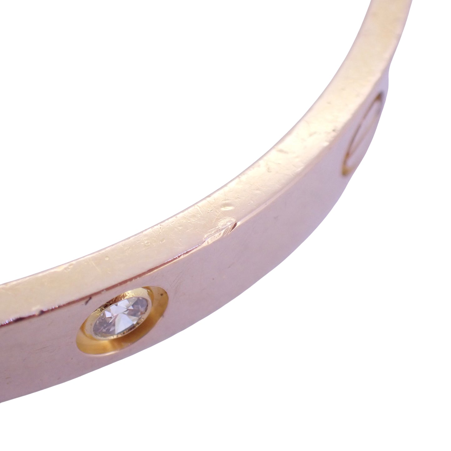 Cartier カルティエ ラブブレス K18PG ハーフダイヤ 6Pダイヤ #18 ゴールド レディース ブレスレット