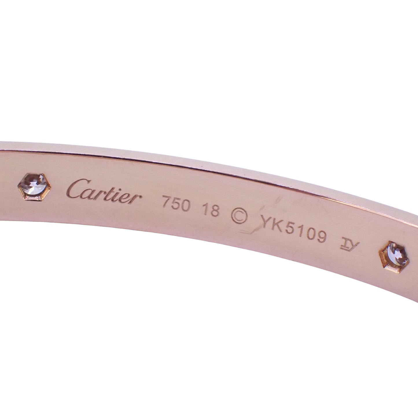 Cartier カルティエ ラブブレス K18PG ハーフダイヤ 6Pダイヤ #18 ゴールド レディース ブレスレット
