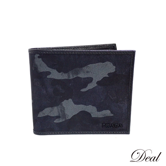 PRADA プラダ カモフラージュ 迷彩 2MO738 ブラック メンズ 二つ折り財布