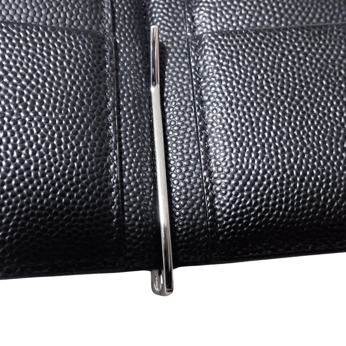 SAINT LAURENT サンローラン マネークリップ ぺブルレザー 378005 BTY0N 1000 ブラック メンズ 二つ折り財布