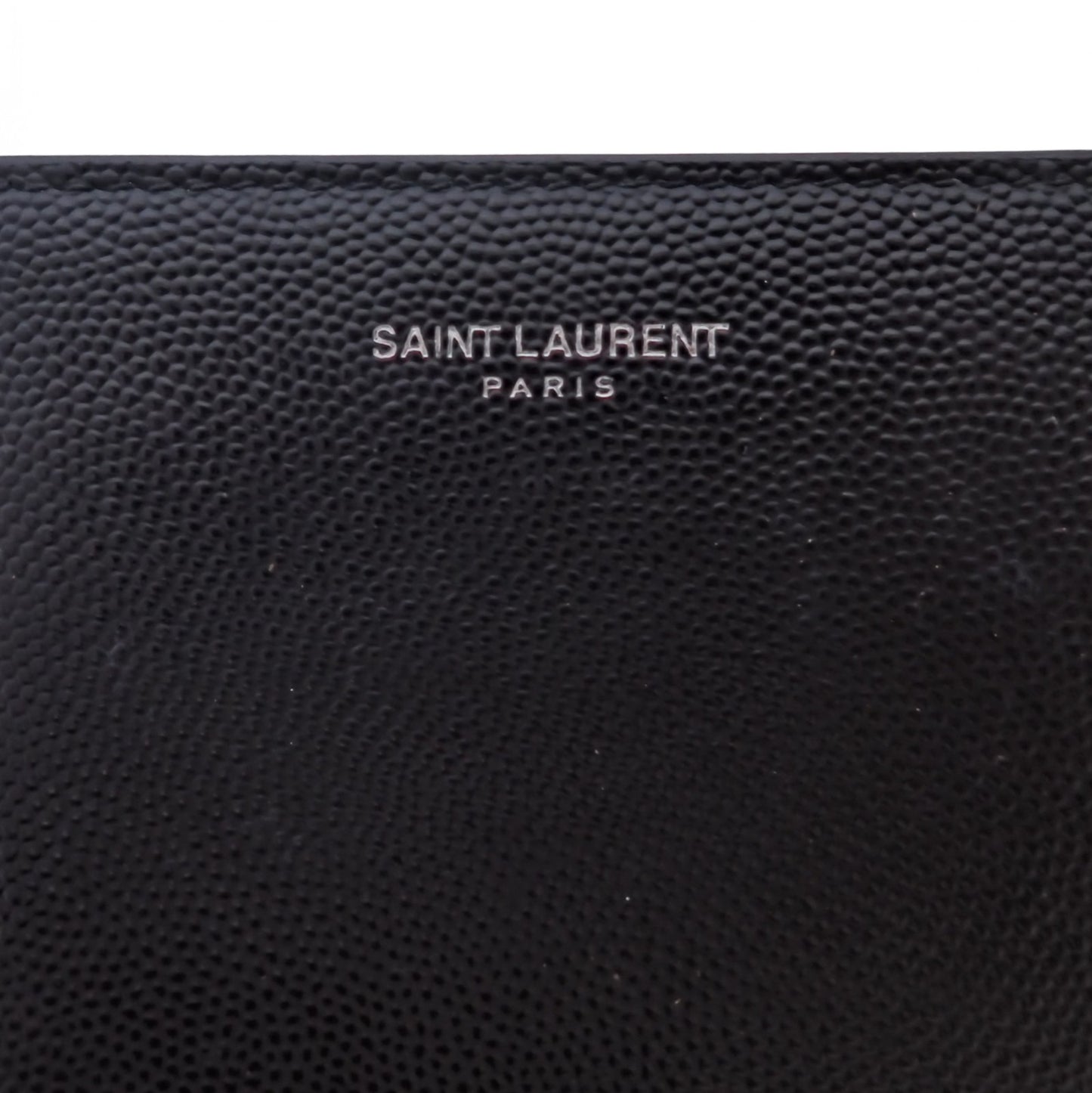 SAINT LAURENT サンローラン マネークリップ ぺブルレザー 378005 BTY0N 1000 ブラック メンズ 二つ折り財布