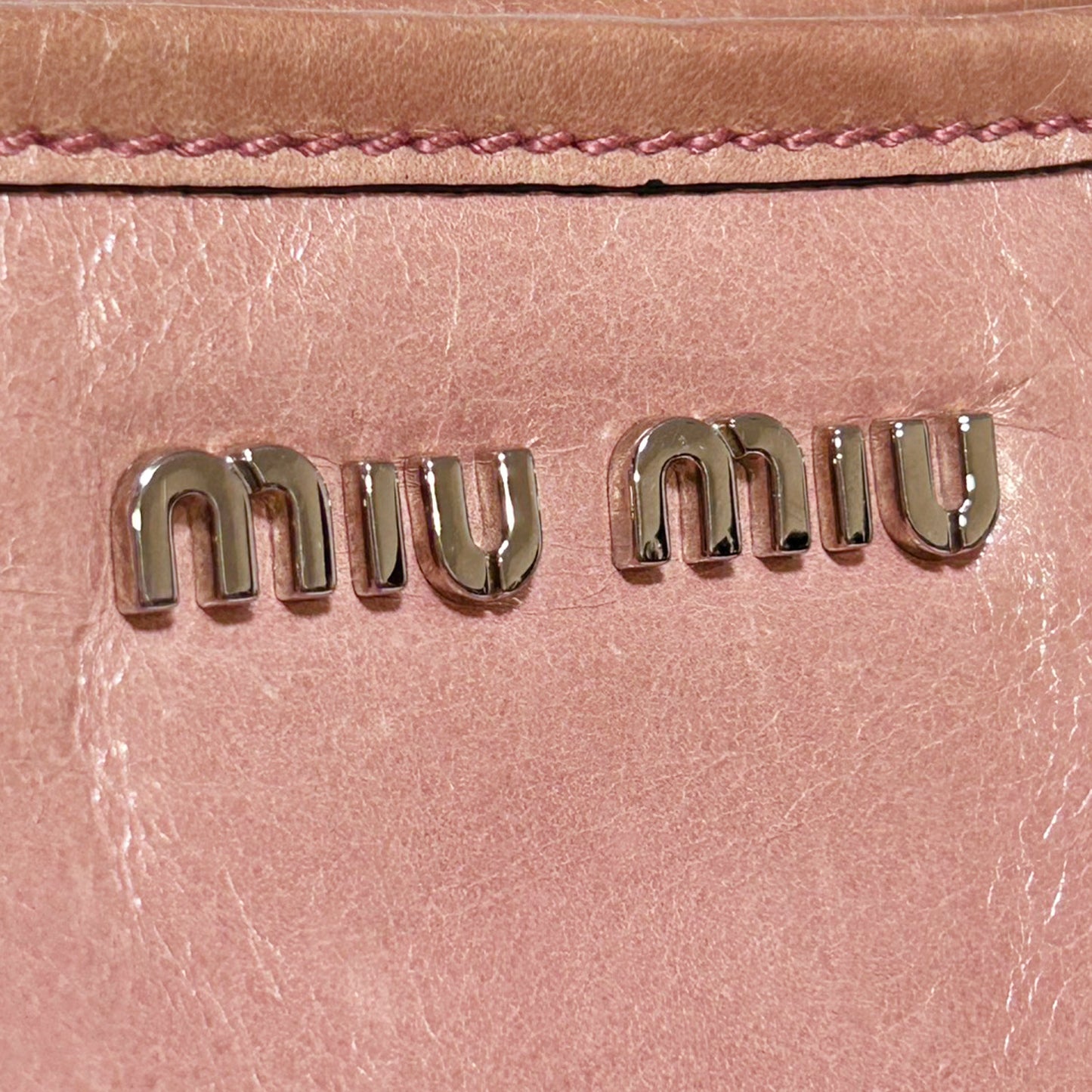 miumiu ミュウミュウ ヴィッテロ シャインレザー トートバッグ ピンク レディース ハンドバッグ