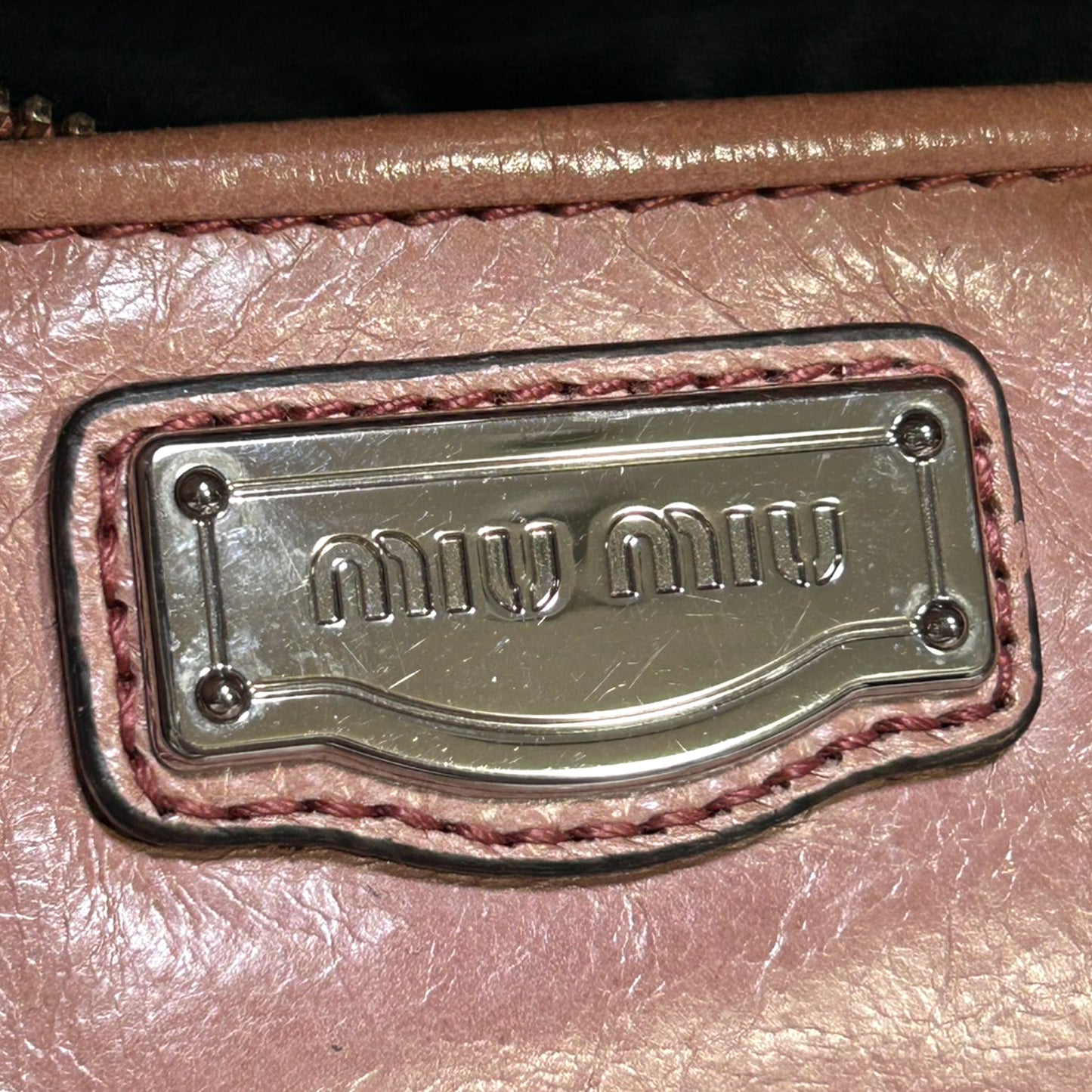 miumiu ミュウミュウ ヴィッテロ シャインレザー トートバッグ ピンク レディース ハンドバッグ