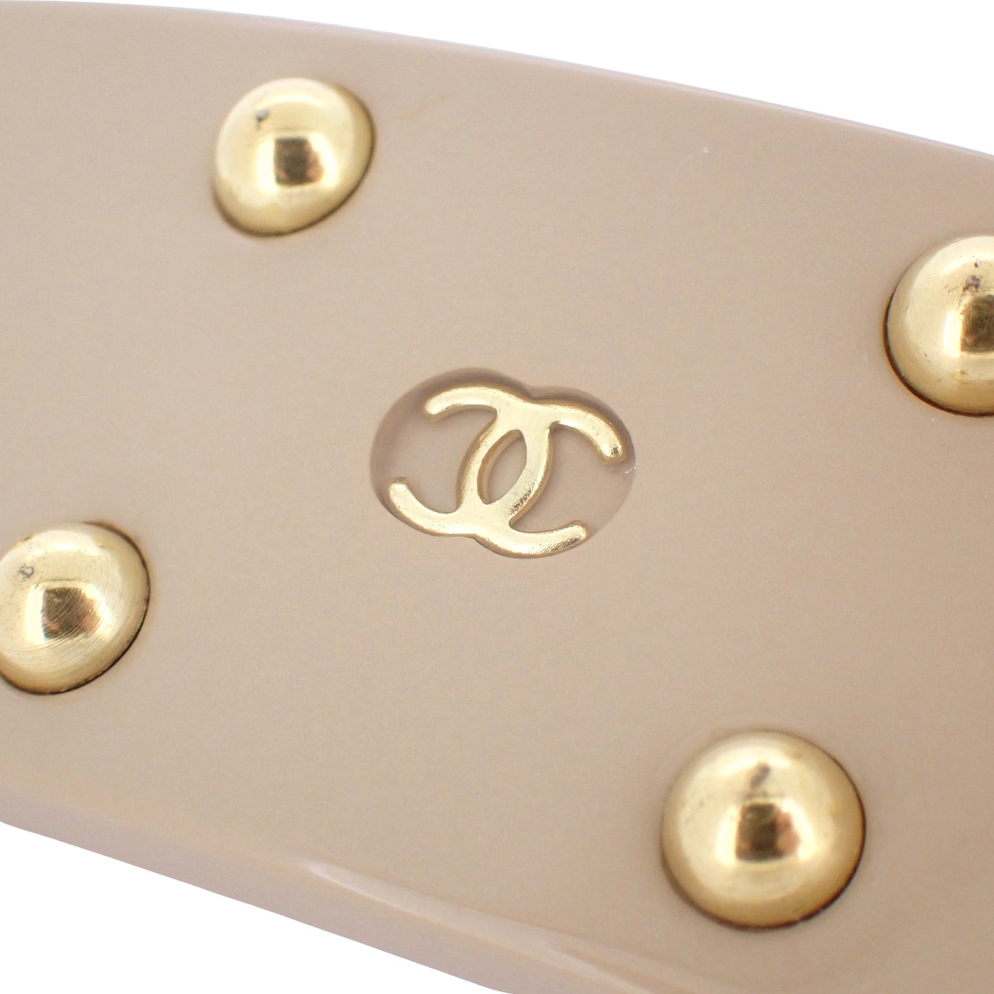 CHANEL シャネル ココマーク スタッズ 00A ベージュ ゴールド ベージュ レディース バレッタ