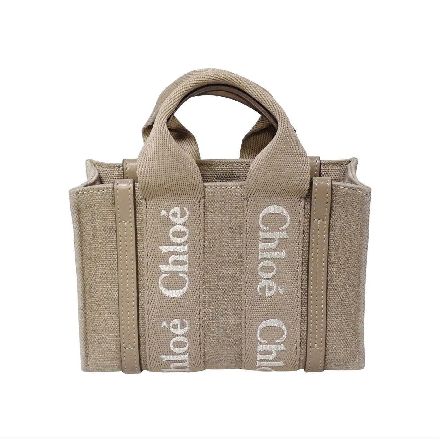Chloe クロエ ウッディ ミニトートバッグ リネンキャンバス CHC24UP237L17 ベージュ レディース ショルダーバッグ