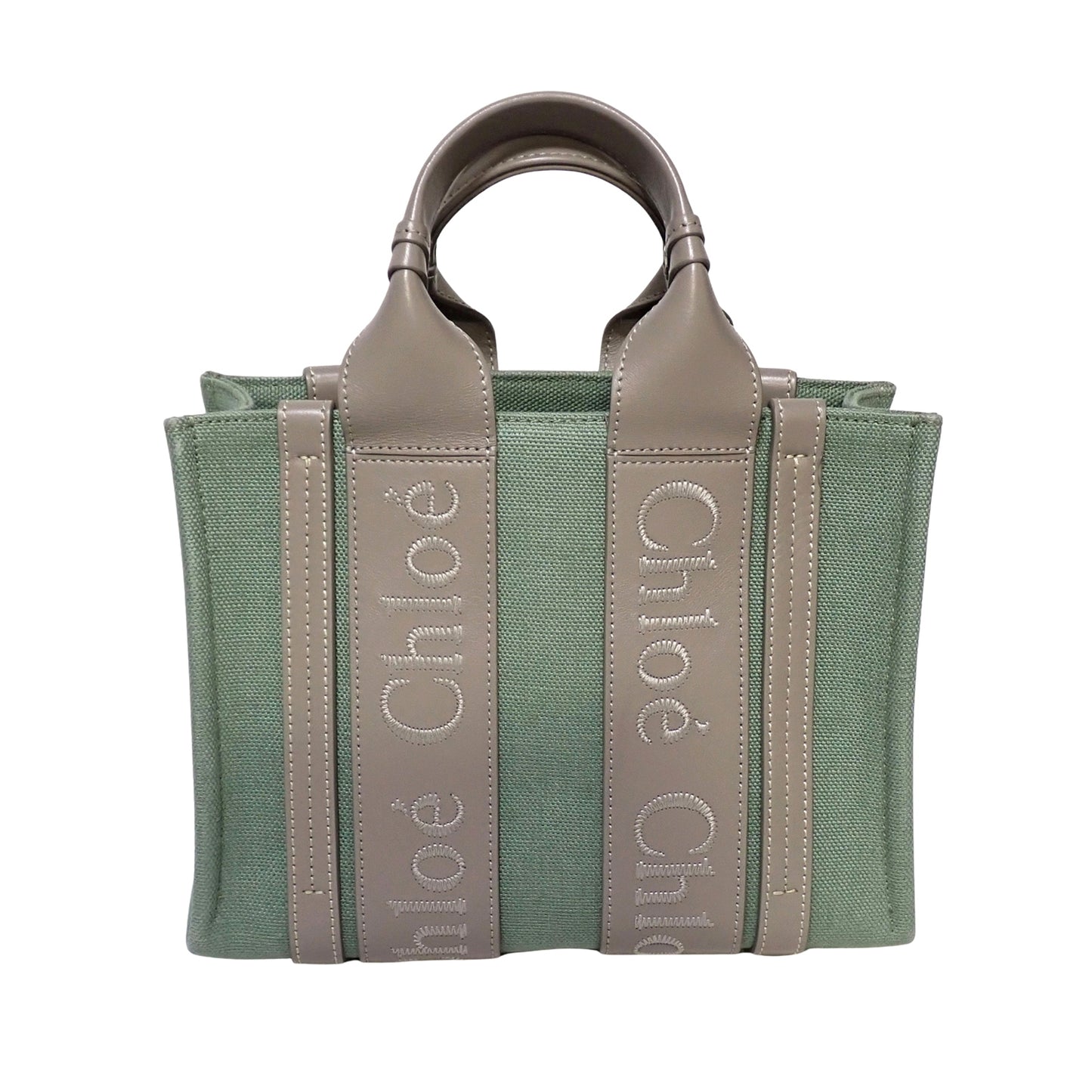 美品 Chloe クロエ ウッディ スモール トートバッグ リネンキャンバス CHC22WS397J27 マルチカラー レディース ショルダーバッグ
