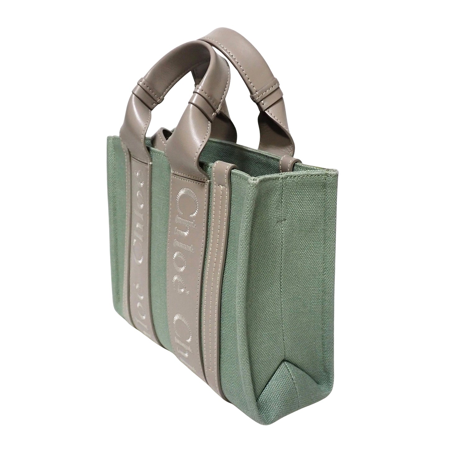 美品 Chloe クロエ ウッディ スモール トートバッグ リネンキャンバス CHC22WS397J27 マルチカラー レディース ショルダーバッグ
