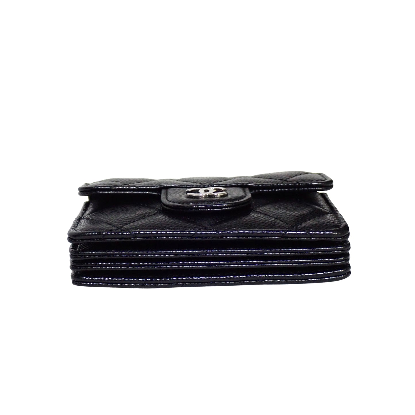 CHANEL シャネル マトラッセ キャビアスキン コンパクト財布 チェーンウォレット ブラック レディース 二つ折り財布