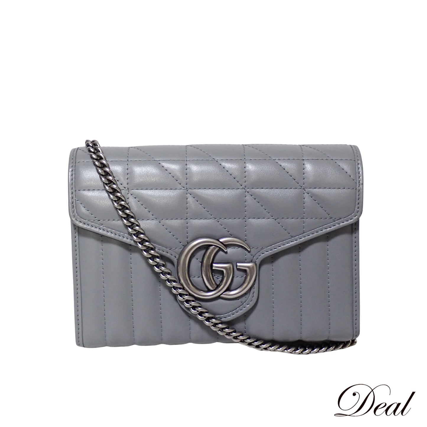 GUCCI グッチ GGマーモント キルティング チェーン ショルダーバッグ 474575 グレー レディース チェーンウォレット