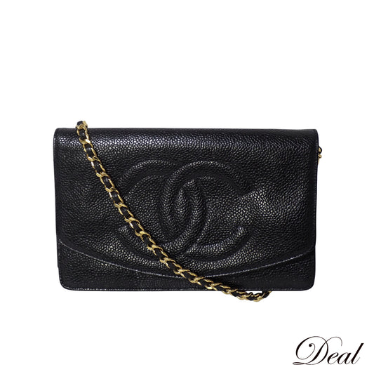 CHANEL シャネル ココマーク チェーンウォレット P16098 キャビアスキン ヴィンテージ ブラック レディース ショルダーバッグ