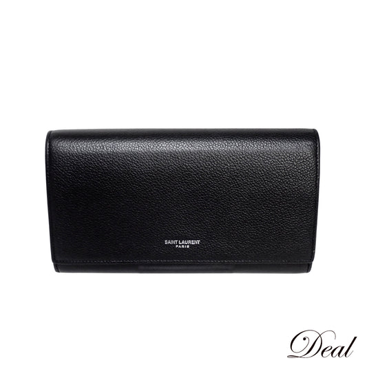 SAINT LAURENT サンローラン フラップ ブラック ブラック レディース 長財布