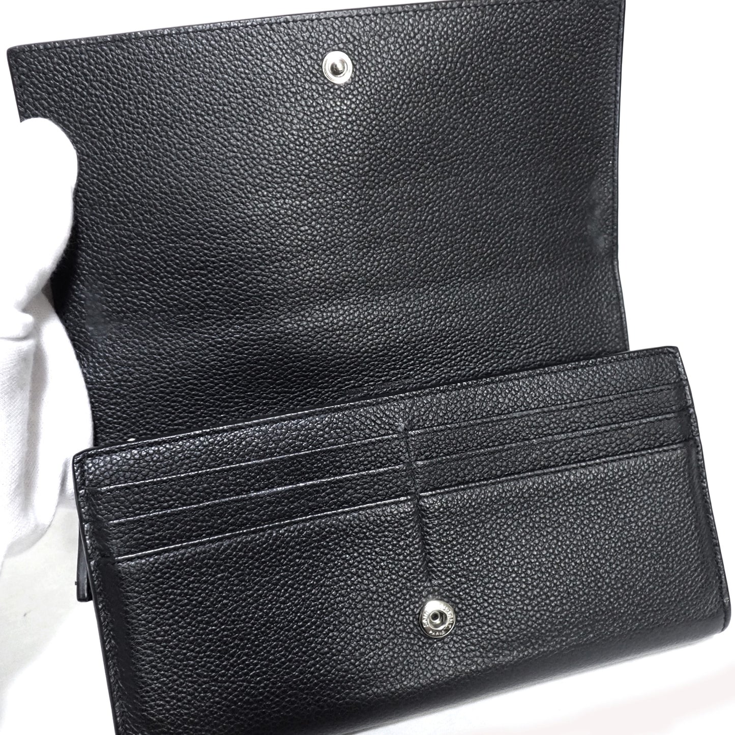 SAINT LAURENT サンローラン フラップ ブラック ブラック レディース 長財布