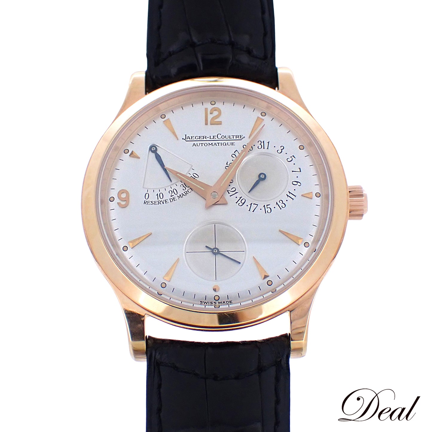 OH済 K18RG JAEGER LECOULTRE ジャガールクルト マスターコントロール リザーブ ド マルシェ Q1482420 140.2.93 メンズ 腕時計
