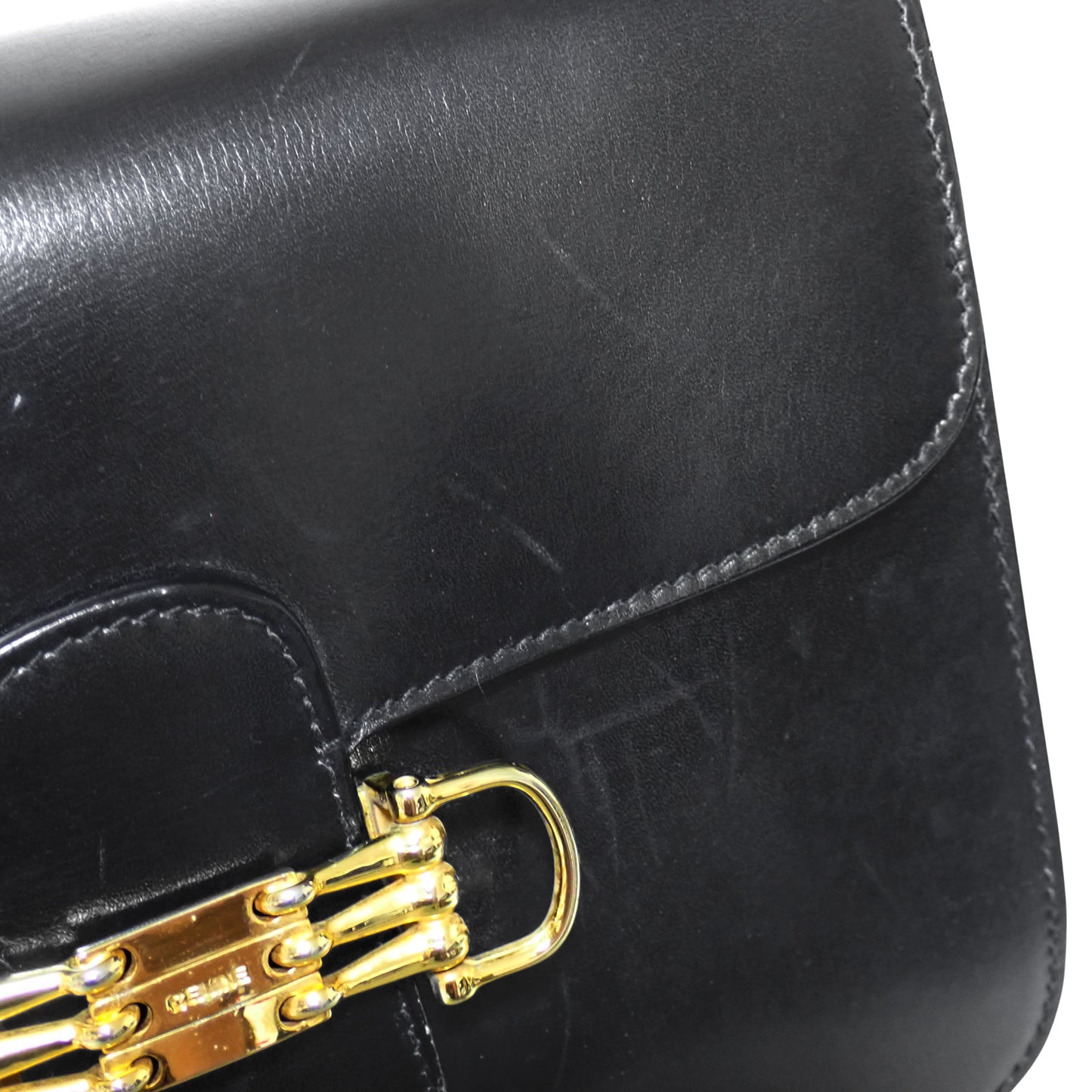 CELINE セリーヌ ホースビット 3連 レザー ヴィンテージ オールドセリーヌ ブラック レディース ショルダーバッグ