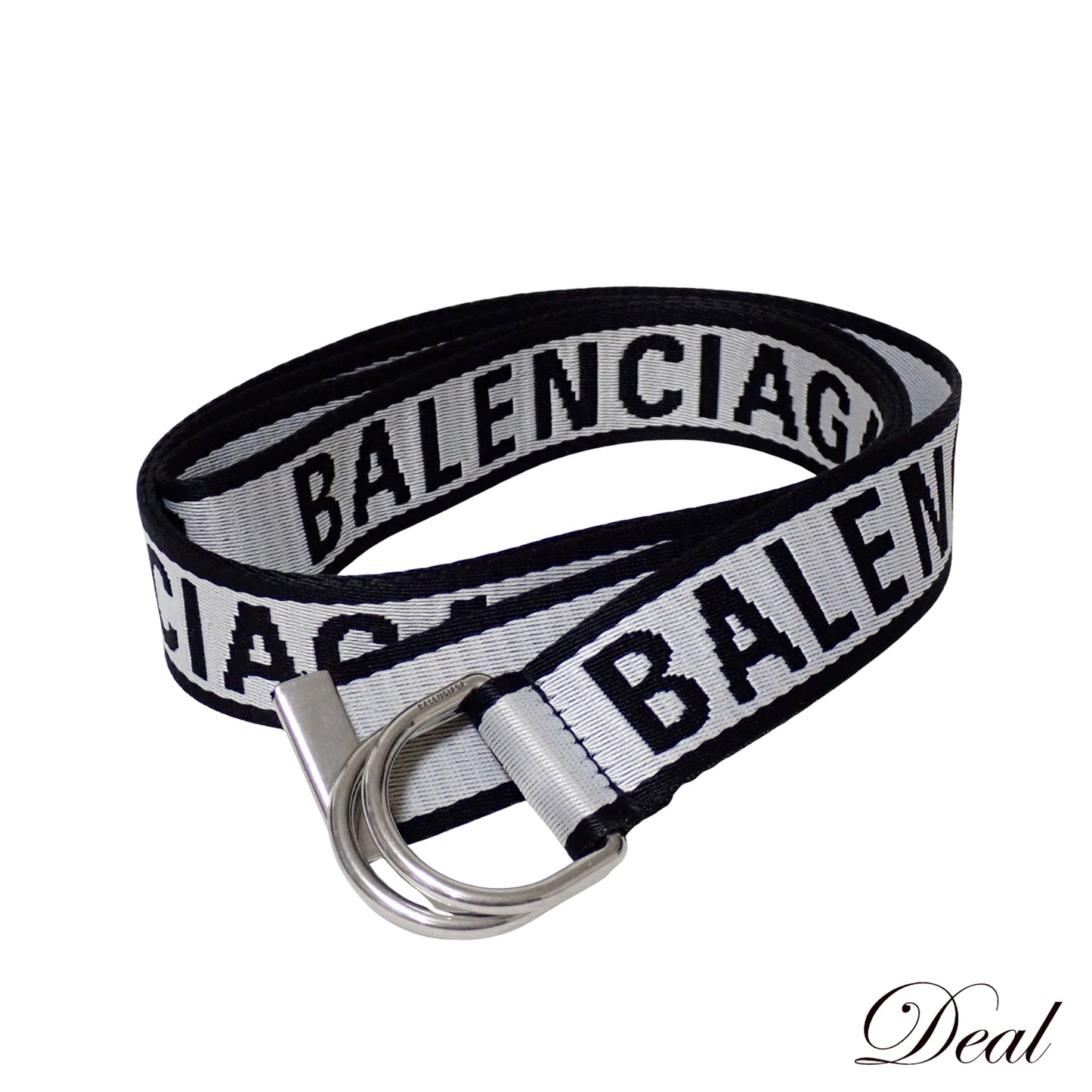 BALENCIAGA バレンシアガ ロゴ ジャガード Dリングバックル グレー ブラック グレー メンズ ベルト