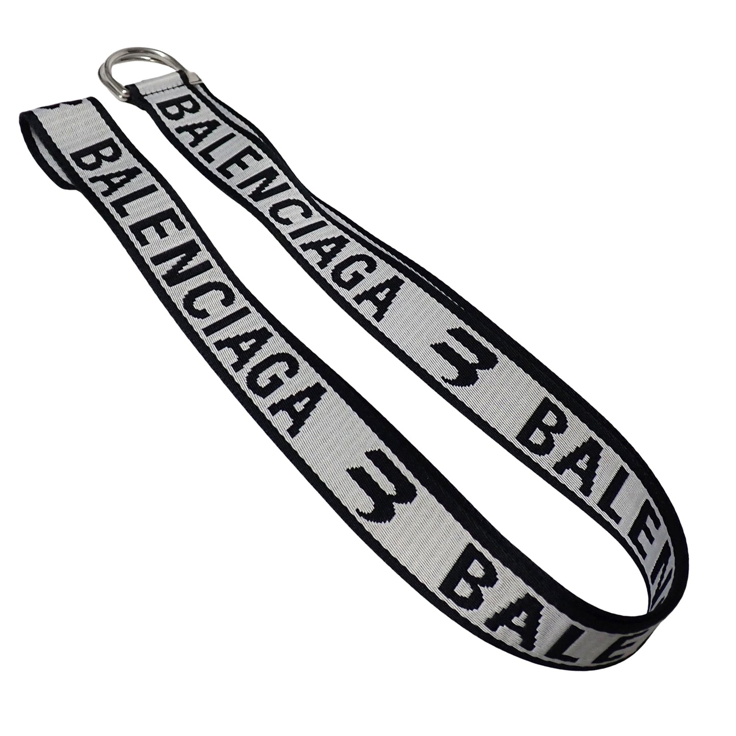 BALENCIAGA バレンシアガ ロゴ ジャガード Dリングバックル グレー ブラック グレー メンズ ベルト