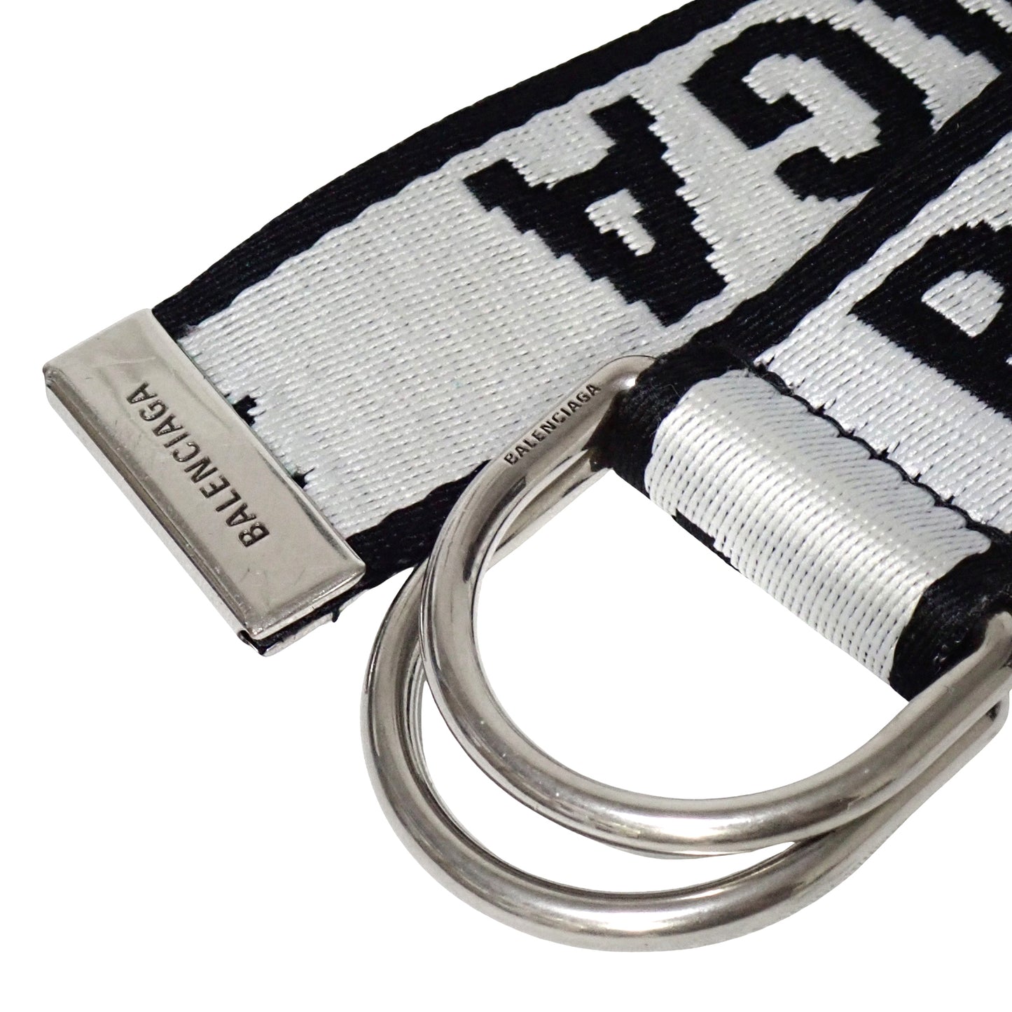 BALENCIAGA バレンシアガ ロゴ ジャガード Dリングバックル グレー ブラック グレー メンズ ベルト