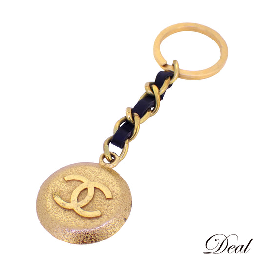 CHANEL シャネル ココマーク レザーチェーン キーリング 95P ゴールド ヴィンテージ ゴールド レディース キーホルダー