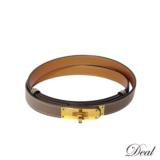HERMES エルメス ケリー 18 レザー H069853CC18 エトゥープ ゴールド金具 ベージュ レディース ベルト