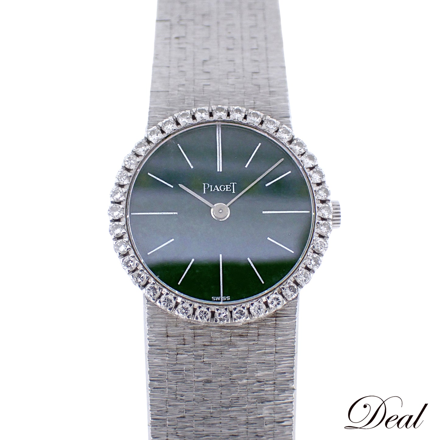 K18WG ベゼルダイヤ PIAGET ピアジェ クラシック 9706A6 翡翠 レディース 腕時計
