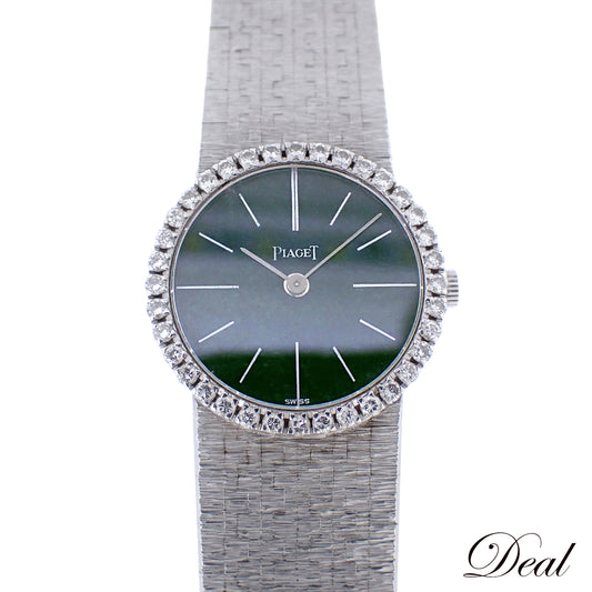 K18WG ベゼルダイヤ PIAGET ピアジェ クラシック 9706A6 翡翠 レディース 腕時計
