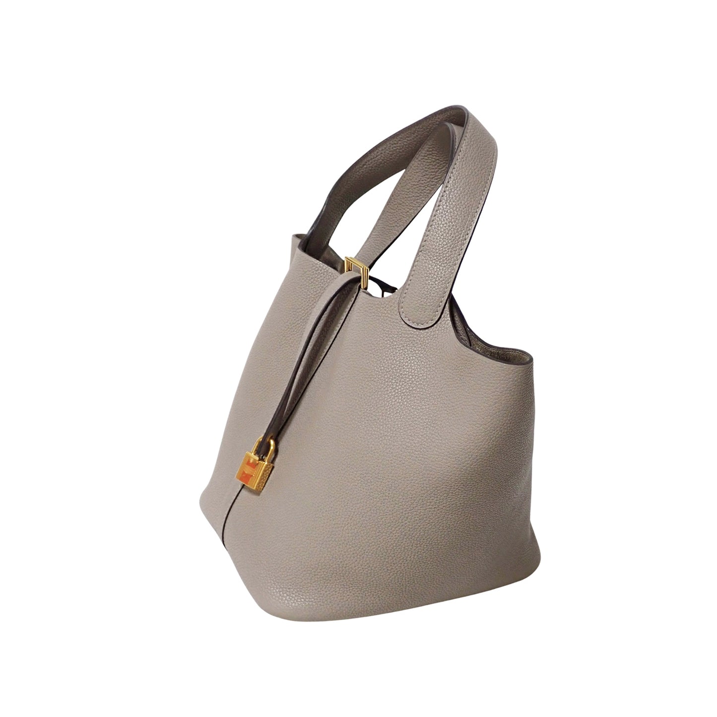 HERMES エルメス ピコタンロック MM トゴ ゴールド金具 D刻印 グレー レディース ハンドバッグ